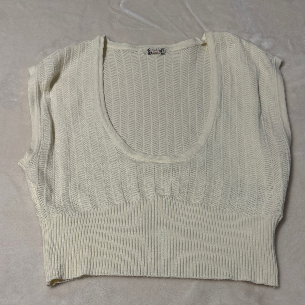 Cream Knit Cropped Sweater